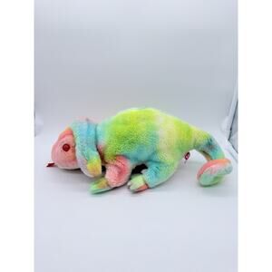 Vintage Ty Dye Chameleon Plush Rainbow Soft Pastel Colors Stuffed Toy 15” 1999